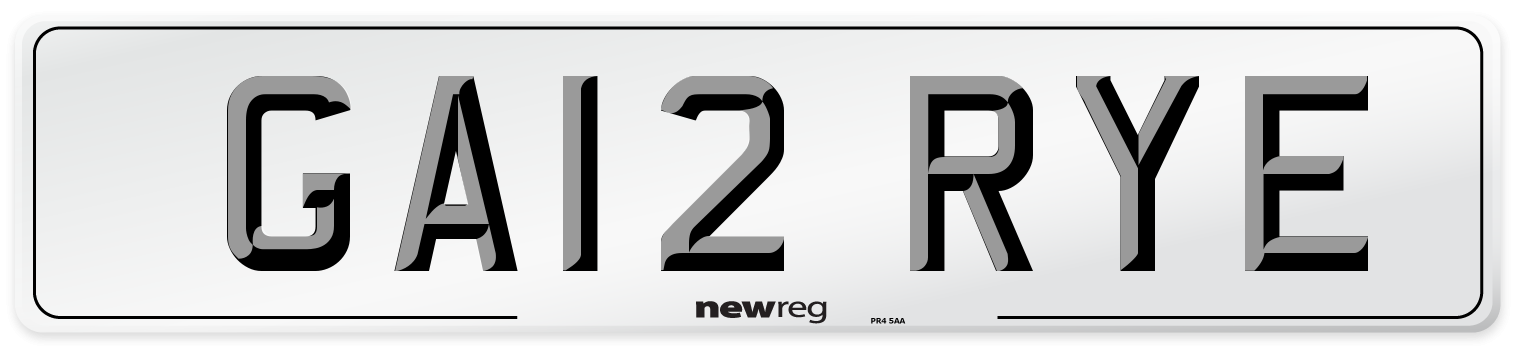 GA12 RYE Number Plate from New Reg